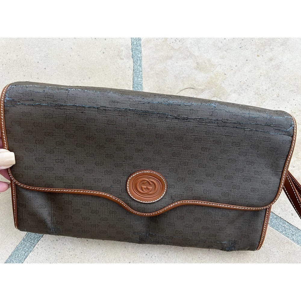 Authentic Vintage Gucci Micro GG Clutch Hand Bag Shoulder Bag Crossbody 2way - Picture 4 of 11